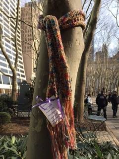 knitted scarf hanging in park