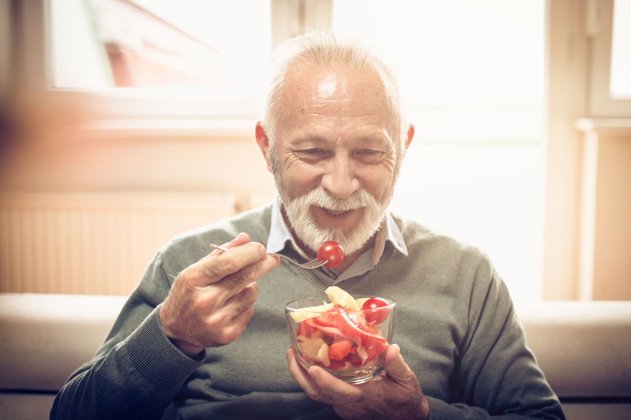 elderly senior eating healthy