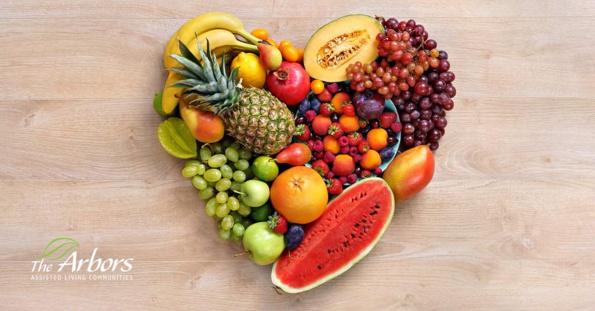 Heart-Shaped plate of fruits and vegetables
