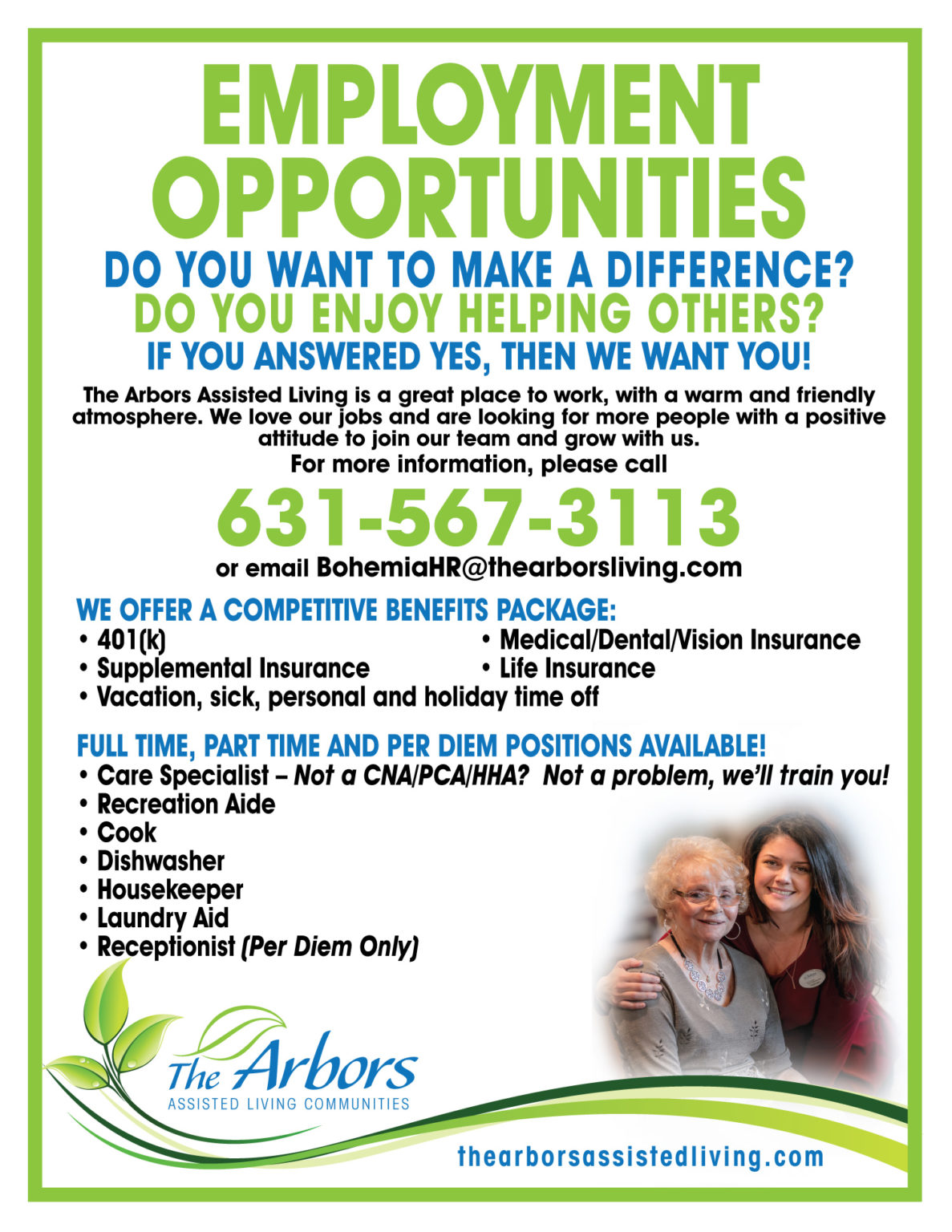 Employment Opportunities The Arbors Assisted Living Community