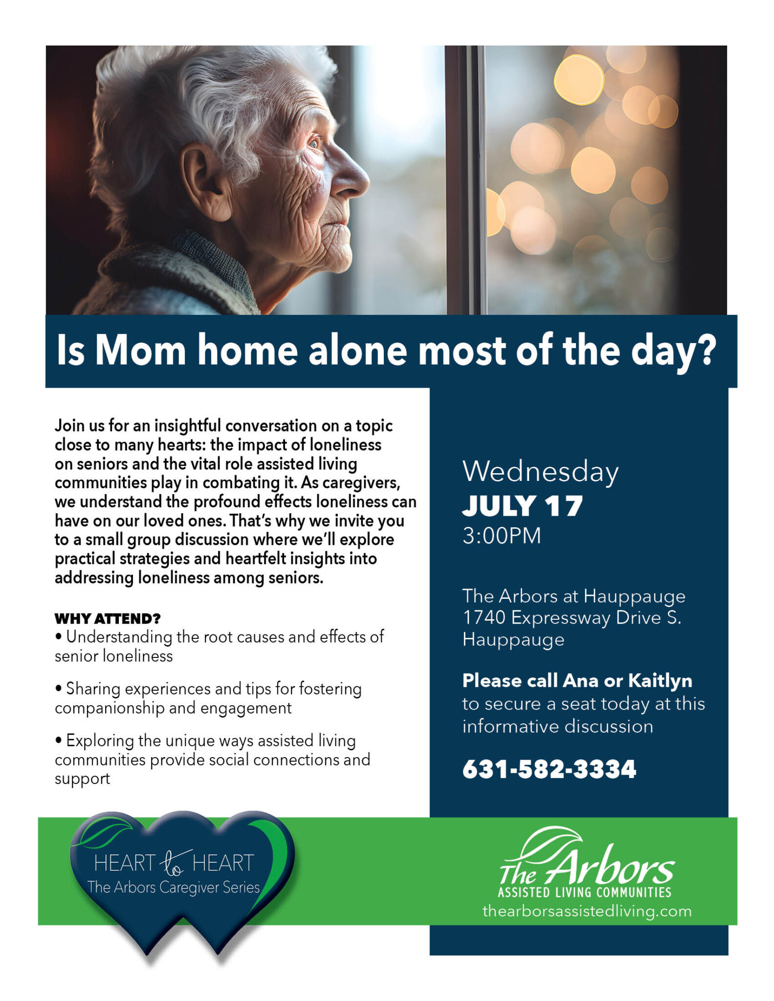 Loneliness July 17 Hauppauge The Arbors Assisted Living Community